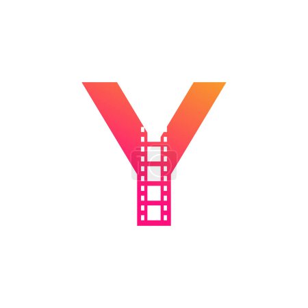 Illustration for Initial Letter Y with Reel Stripes Filmstrip for Film Movie Cinema Production Studio Logo Inspiration - Royalty Free Image