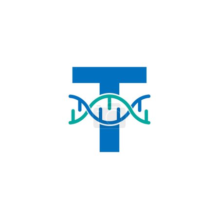 Illustration for Initial Letter T Genetic Dna Icon Logo Design Template Element. Biological Illustration - Royalty Free Image