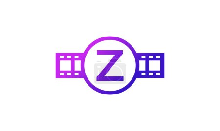 Illustration for Initial Letter Z Circle with Reel Stripes Filmstrip for Film Movie Cinema Production Studio Logo Inspiration - Royalty Free Image