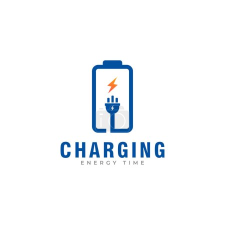 Téléchargez les illustrations : Icône de charge. Batterie Chargement rapide Logo Design Inspiration - en licence libre de droit