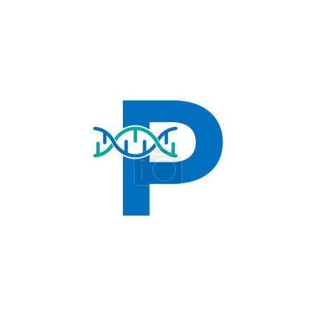Illustration for Initial Letter P Genetic Dna Icon Logo Design Template Element. Biological Illustration - Royalty Free Image
