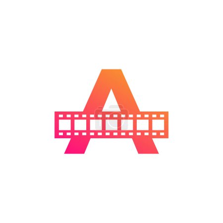 Illustration for Initial Letter A with Reel Stripes Filmstrip for Film Movie Cinema Production Studio Logo Inspiration - Royalty Free Image