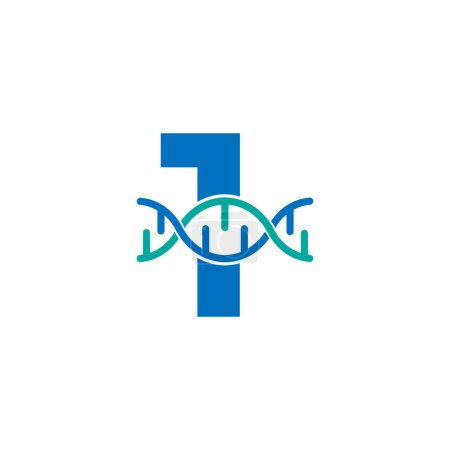 Illustration for Number 1 Genetic Dna Icon Logo Design Template Element. Biological Illustration - Royalty Free Image