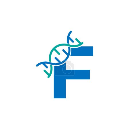 Illustration for Initial Letter F Genetic Dna Icon Logo Design Template Element. Biological Illustration - Royalty Free Image