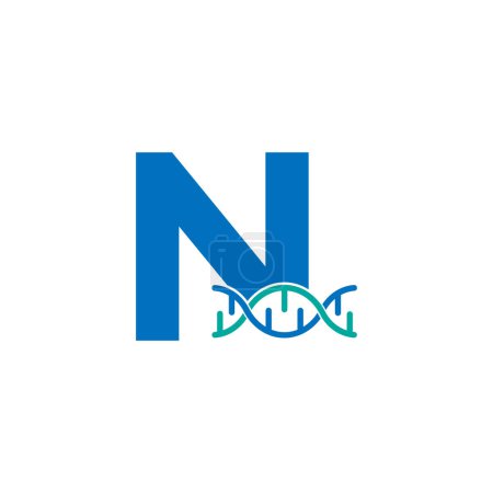 Illustration for Initial Letter N Genetic Dna Icon Logo Design Template Element. Biological Illustration - Royalty Free Image