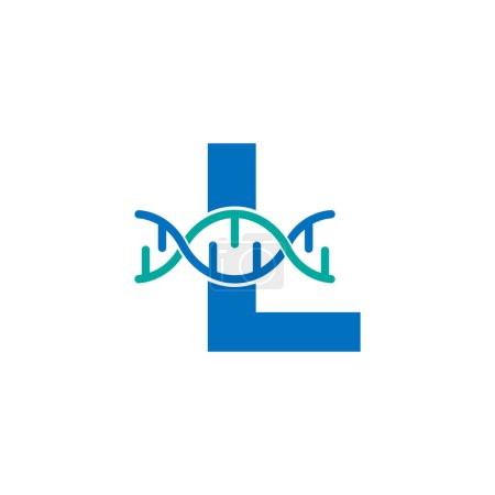 Illustration for Initial Letter L Genetic Dna Icon Logo Design Template Element. Biological Illustration - Royalty Free Image