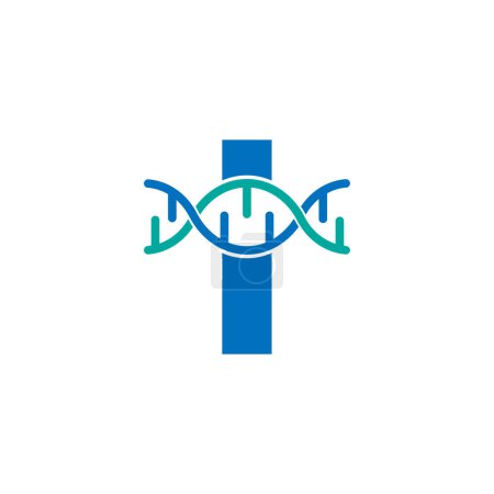 Illustration for Initial Letter I Genetic Dna Icon Logo Design Template Element. Biological Illustration - Royalty Free Image
