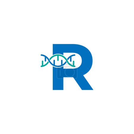Illustration for Initial Letter R Genetic Dna Icon Logo Design Template Element. Biological Illustration - Royalty Free Image
