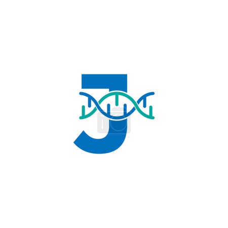 Illustration for Initial Letter J Genetic Dna Icon Logo Design Template Element. Biological Illustration - Royalty Free Image