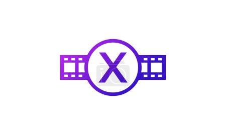 Illustration for Initial Letter X Circle with Reel Stripes Filmstrip for Film Movie Cinema Production Studio Logo Inspiration - Royalty Free Image