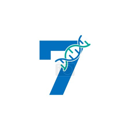 Illustration for Number 7 Genetic Dna Icon Logo Design Template Element. Biological Illustration - Royalty Free Image