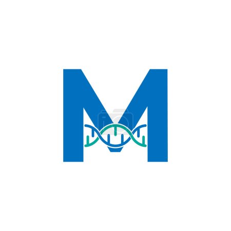 Illustration for Initial Letter M Genetic Dna Icon Logo Design Template Element. Biological Illustration - Royalty Free Image