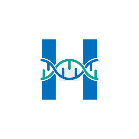 Illustration for Initial Letter H Genetic Dna Icon Logo Design Template Element. Biological Illustration - Royalty Free Image