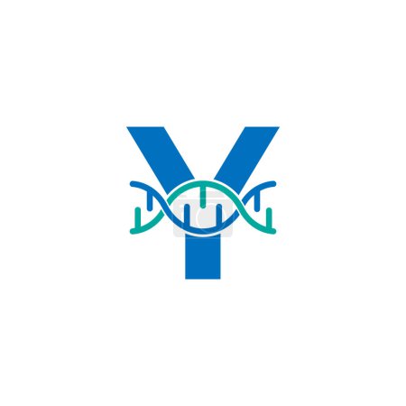 Illustration for Initial Letter Y Genetic Dna Icon Logo Design Template Element. Biological Illustration - Royalty Free Image