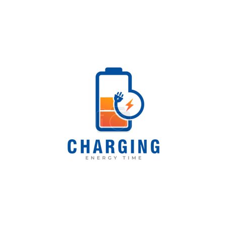 Téléchargez les illustrations : Icône de charge. Batterie Chargement rapide Logo Design Inspiration - en licence libre de droit
