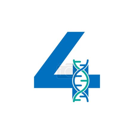Illustration for Number 4 Genetic Dna Icon Logo Design Template Element. Biological Illustration - Royalty Free Image