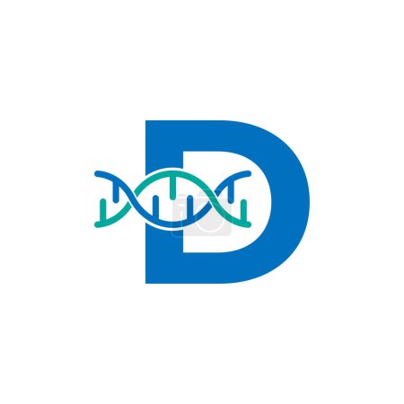 Illustration for Initial Letter D Genetic Dna Icon Logo Design Template Element. Biological Illustration - Royalty Free Image