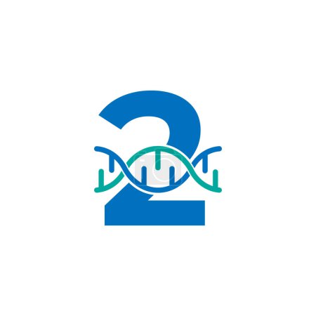 Illustration for Number 2 Genetic Dna Icon Logo Design Template Element. Biological Illustration - Royalty Free Image