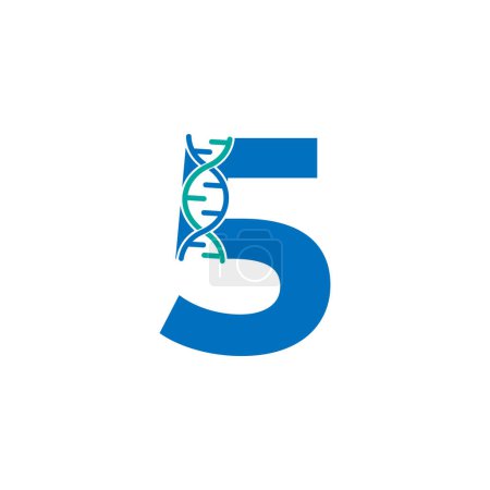 Illustration for Number 5 Genetic Dna Icon Logo Design Template Element. Biological Illustration - Royalty Free Image