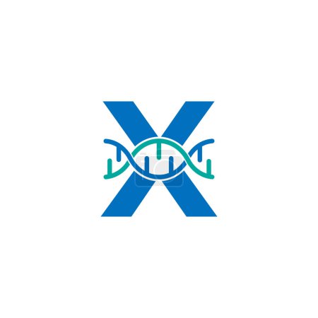 Illustration for Initial Letter X Genetic Dna Icon Logo Design Template Element. Biological Illustration - Royalty Free Image