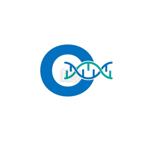 Illustration for Initial Letter O Genetic Dna Icon Logo Design Template Element. Biological Illustration - Royalty Free Image