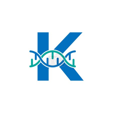 Illustration for Initial Letter K Genetic Dna Icon Logo Design Template Element. Biological Illustration - Royalty Free Image
