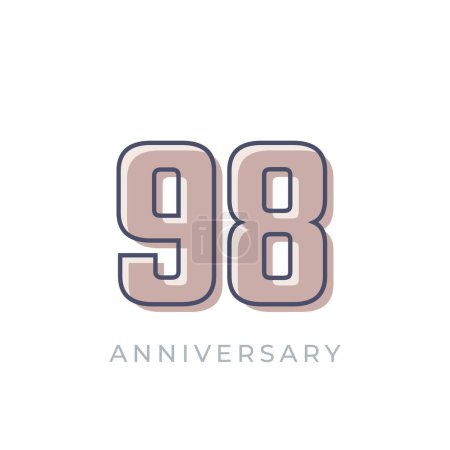 Illustration for 98 Year Anniversary Celebration Vector. Happy Anniversary Greeting Celebrates Template Design Illustration - Royalty Free Image