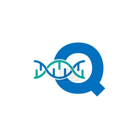 Illustration for Initial Letter Q Genetic Dna Icon Logo Design Template Element. Biological Illustration - Royalty Free Image