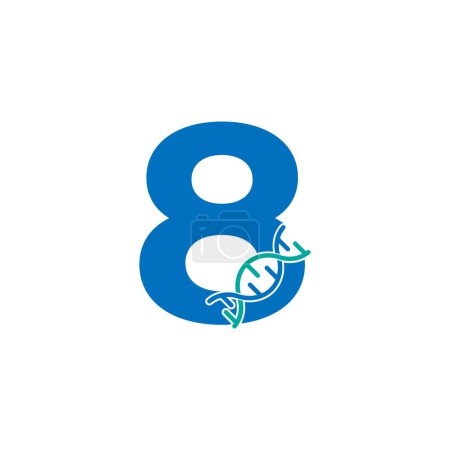 Illustration for Number 8 Genetic Dna Icon Logo Design Template Element. Biological Illustration - Royalty Free Image