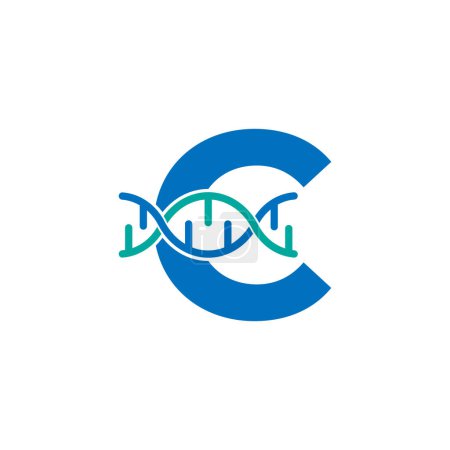 Illustration for Initial Letter C Genetic Dna Icon Logo Design Template Element. Biological Illustration - Royalty Free Image