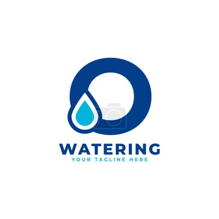Illustration for Water Drop Letter O Initial Logo. Usable for Nature and Branding Logos. Flat Vector Logo Design Ideas Template Element - Royalty Free Image