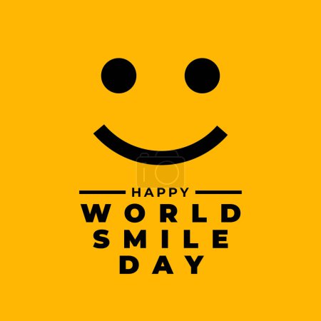 Modèle de conception de journée mondiale sourire vectoriel illustration salutation design Isolé sur fond jaune