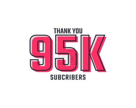 Illustration for Thank You 95 k Subscribers Celebration Background Design. 95000 Subscribers Congratulation Post Social Media Template. - Royalty Free Image