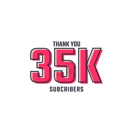 Illustration for Thank You 35 k Subscribers Celebration Background Design. 35000 Subscribers Congratulation Post Social Media Template. - Royalty Free Image