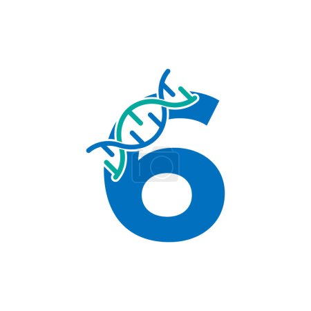 Illustration for Number 6 Genetic Dna Icon Logo Design Template Element. Biological Illustration - Royalty Free Image