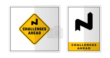 Illustration for Challenges Ahead Sign Label Symbol Icon Vector Illustration - Royalty Free Image