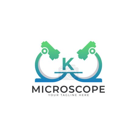 Ilustración de Logotipo del laboratorio. Letra inicial K Microscopio Logo Diseño Plantilla Elemento. - Imagen libre de derechos