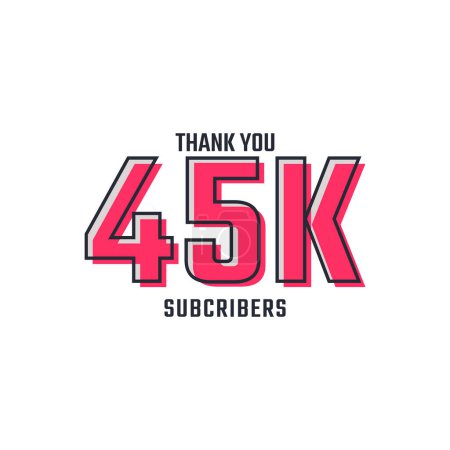 Illustration for Thank You 45 k Subscribers Celebration Background Design. 45000 Subscribers Congratulation Post Social Media Template. - Royalty Free Image