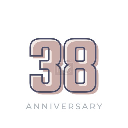 Illustration for 38 Year Anniversary Celebration Vector. Happy Anniversary Greeting Celebrates Template Design Illustration - Royalty Free Image