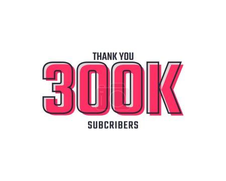 Illustration for Thank You 300 k Subscribers Celebration Background Design. 300000 Subscribers Congratulation Post Social Media Template. - Royalty Free Image