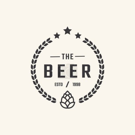 Ilustración de Insignia de etiqueta retro vintage clásica para lúpulo Cerveza artesanal Ale Brewery Logo Design Inspiración - Imagen libre de derechos