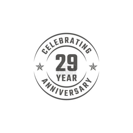 Insigne d'emblème de célébration de 29 ans avec couleur grise pour l'événement de célébration, le mariage, la carte de v?ux et l'invitation isolés sur fond blanc