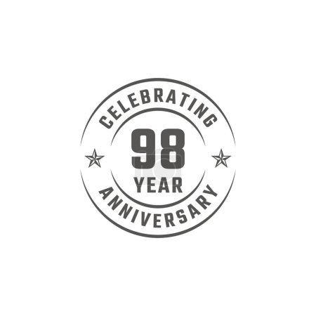 Illustration for 98 Year Anniversary Celebration Emblem Badge with Gray Color for Celebration Event, Wedding, Greeting card, and Invitation Isolated on White Background - Royalty Free Image