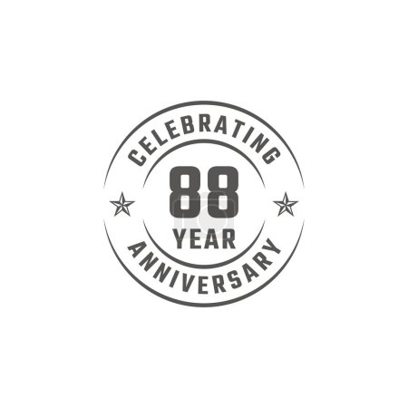 Ilustración de Insignia del emblema de la celebración del aniversario de 88 años con color gris para el evento de celebración, la boda, la tarjeta de felicitación y la invitación aisladas en el fondo blanco - Imagen libre de derechos