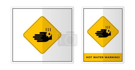 Téléchargez les illustrations : Illustration vectorielle d'icône de symbole d'étiquette d'avertissement d'eau chaude - en licence libre de droit