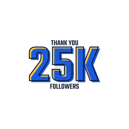 Illustration for Thank You 25 K Followers Card Celebration Vector. 25000 Followers Congratulation Post Social Media Template. - Royalty Free Image