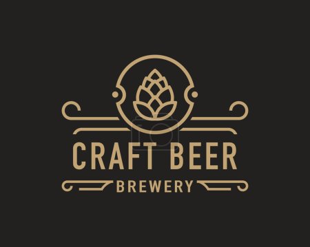 Illustration for Vintage Emblem Brewery Beer House Label with Craft Beer Logo Beer House, Bar, Pub, Brewing Company, Brewery, Tavern Symbol Inspiration - Royalty Free Image