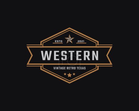 Insigne d'étiquette rétro vintage classique pour Western Country Texas Logo Design Inspiration