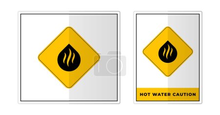 Téléchargez les illustrations : Avertissement d'eau chaude Symbole d'étiquette de signe Illustration vectorielle d'icône - en licence libre de droit
