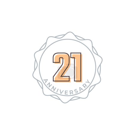 21 Year Anniversary Celebration Vector Badge. Happy Anniversary Greeting Celebrates Template Design Illustration